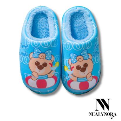 Printed Bear Fur Slippers