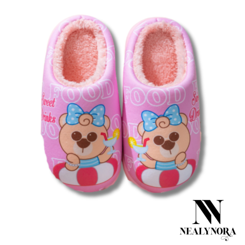 Printed Bear Fur Slippers