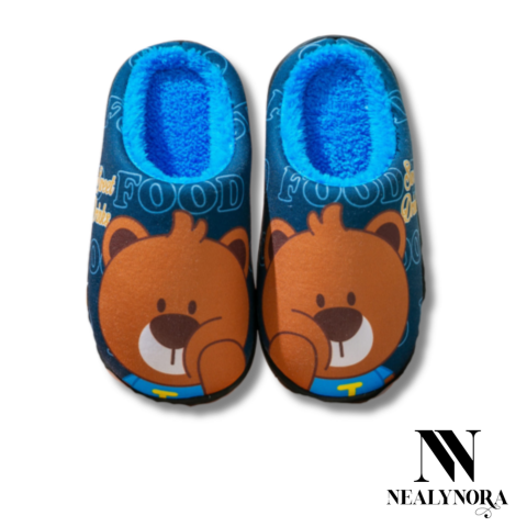 Printed Bear Fur Slippers