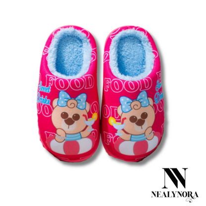 Printed Bear Fur Slippers