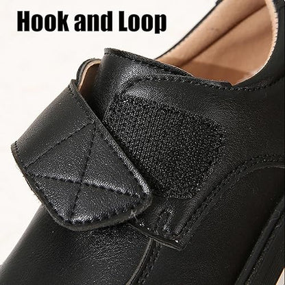 Hook and Loop Black Classic Leather Shoes