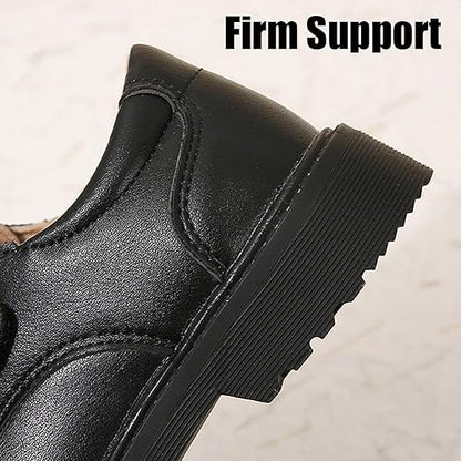 Hook and Loop Black Classic Leather Shoes