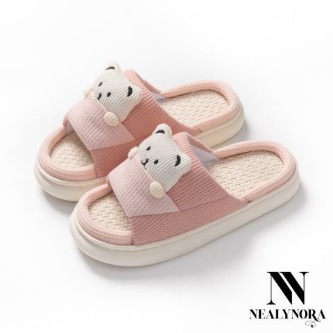 Bear Linen Slippers