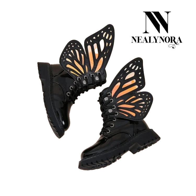 NEALYNORA Winged Glossy Boots