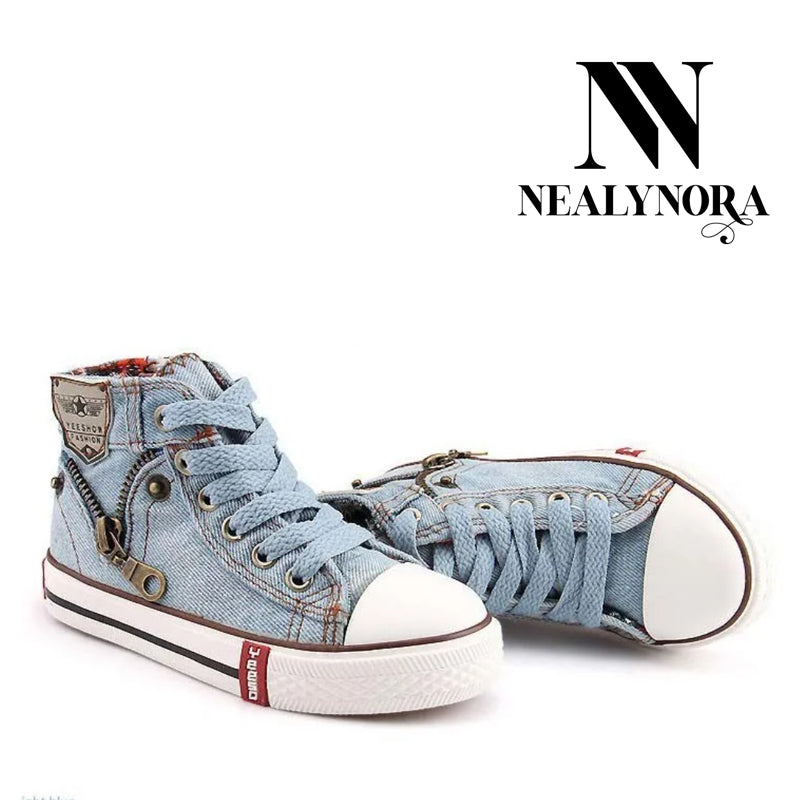 NEALYNORA Side Zipper Denim Shoes